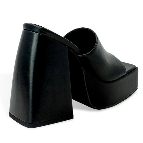 Chunky Platform Sandals for Women Slip On Square Toe Platform Mules - Picture 3 of 5